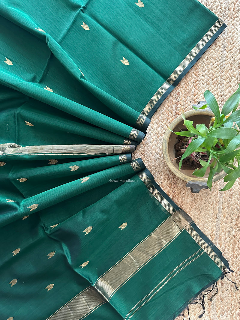 Green V Butti Maheshwari Saree VBS075