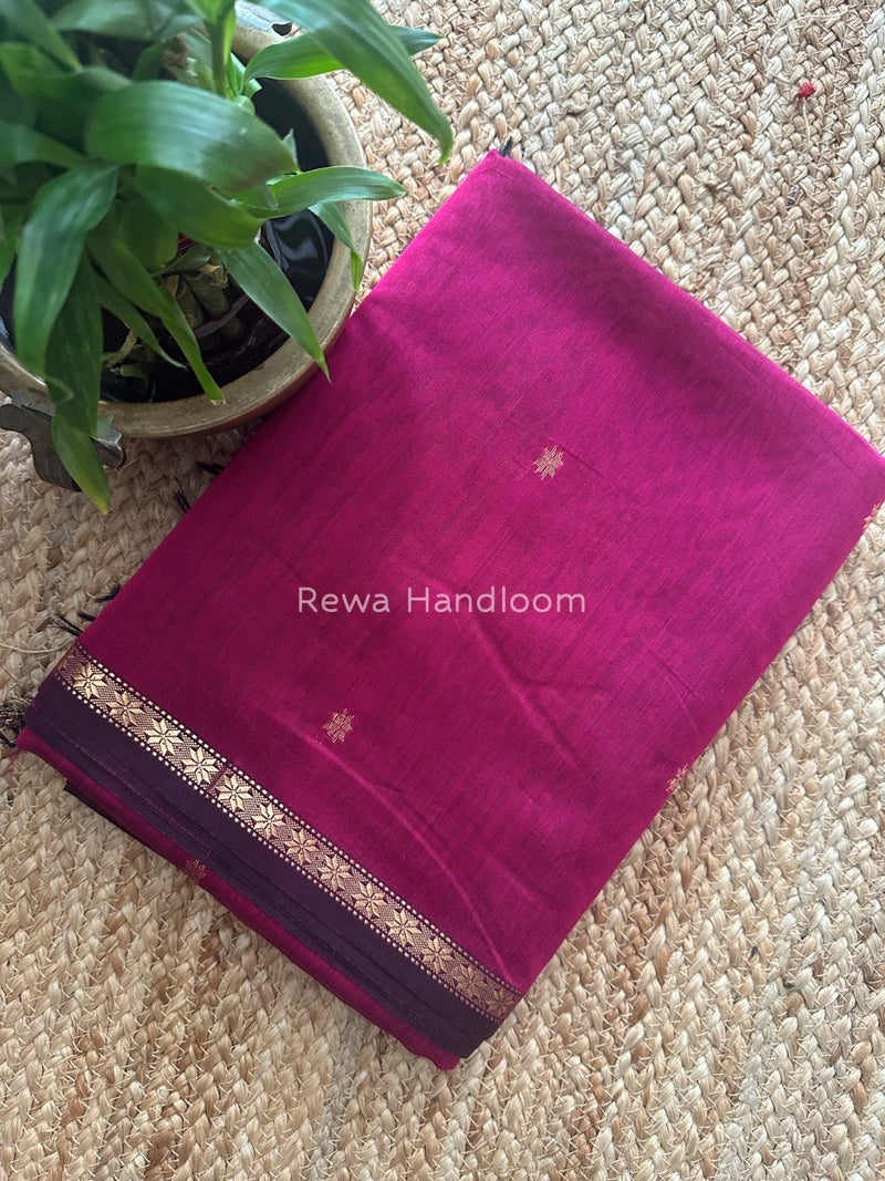 Magenta Zari Butti Maheshwari Saree SBS0064
