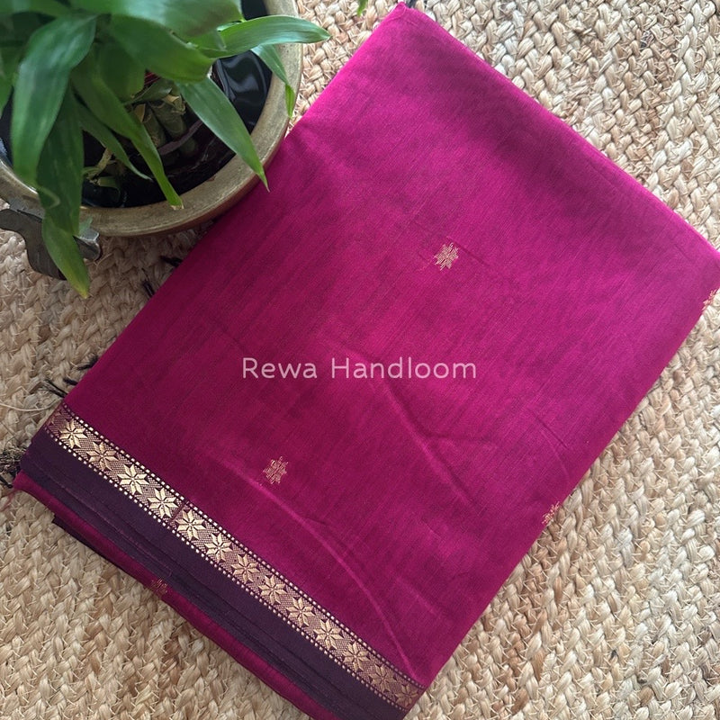 Magenta Zari Butti Maheshwari Saree SBS0064