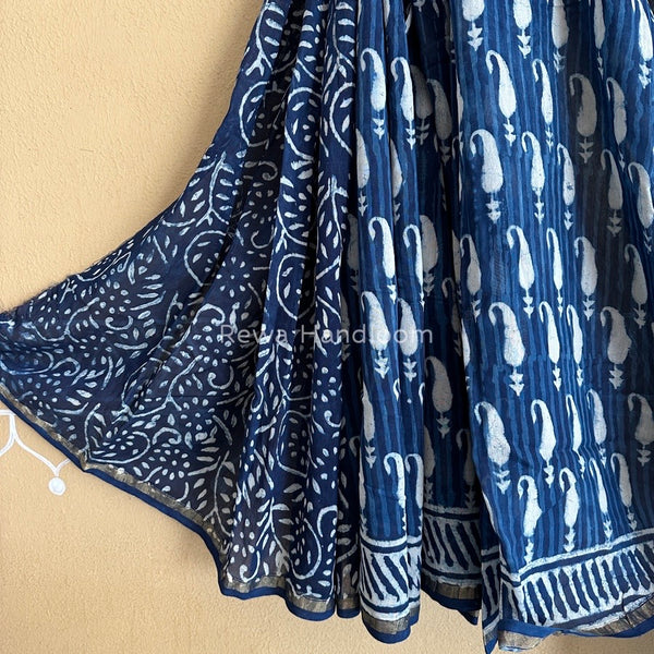 Blue Chanderi Silk Printed Saree CPS013