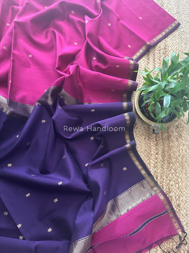 Magenta Zari Butti Maheshwari Saree SBS0064