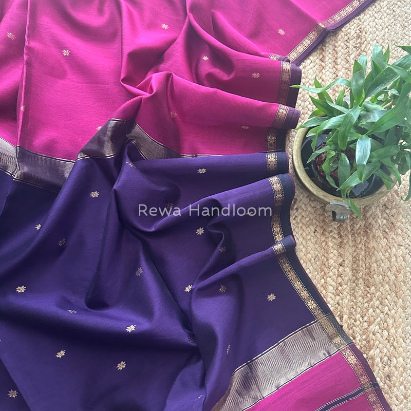 Magenta Zari Butti Maheshwari Saree SBS0064