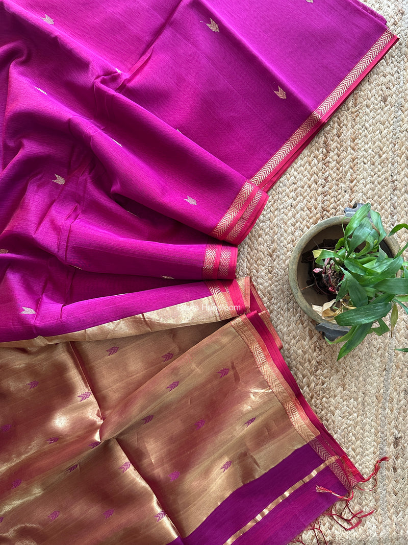 Dark Magenta V Butti Maheshwari Saree VBS074