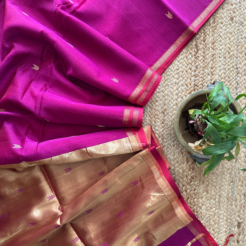 Dark Magenta V Butti Maheshwari Saree VBS074