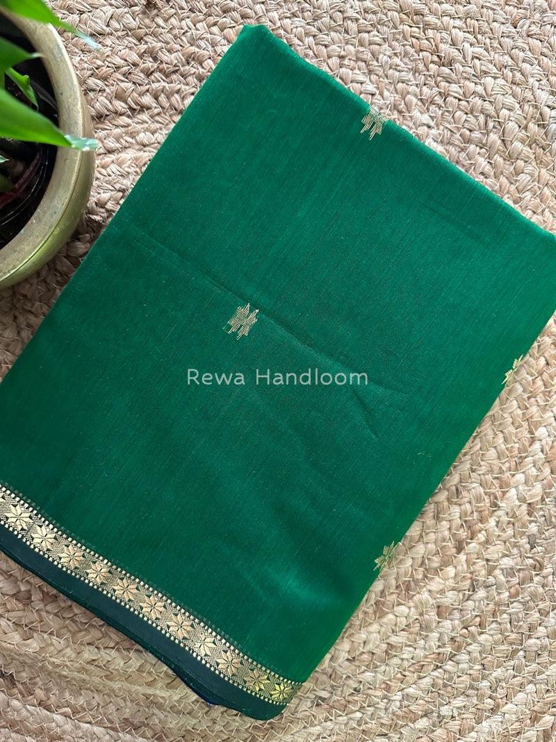 Green-Royal Blue Zari Butti Maheshwari Saree SBS0014