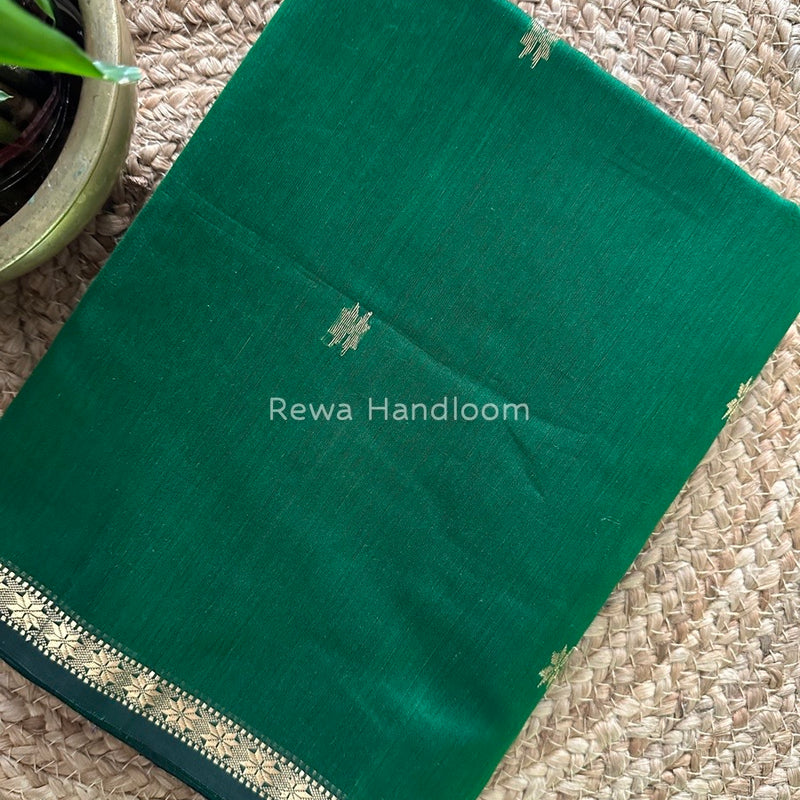Green-Royal Blue Zari Butti Maheshwari Saree SBS0014