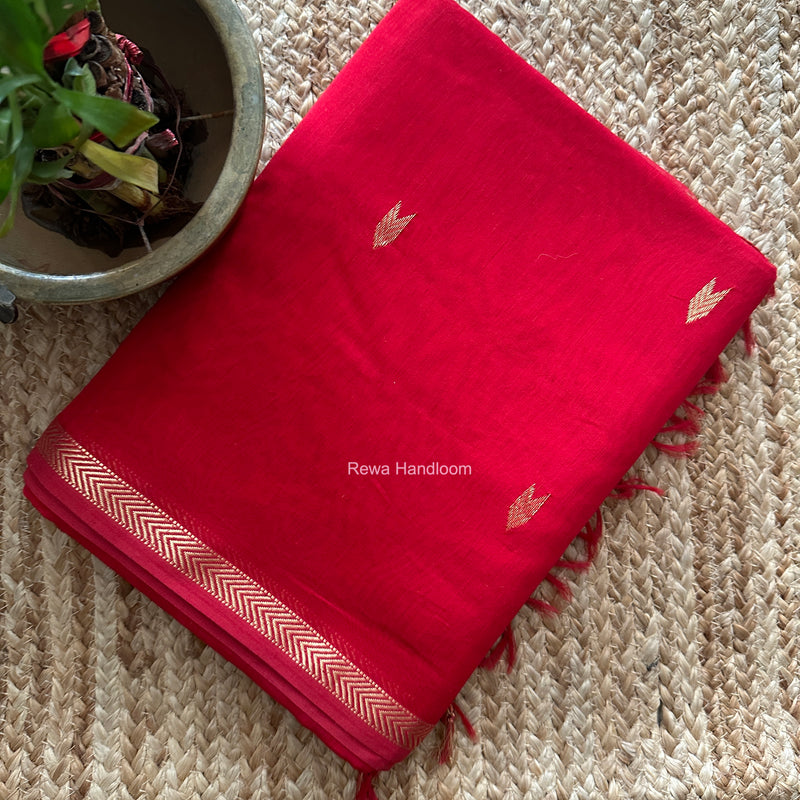 Red V Butti Maheshwari Saree VBS073