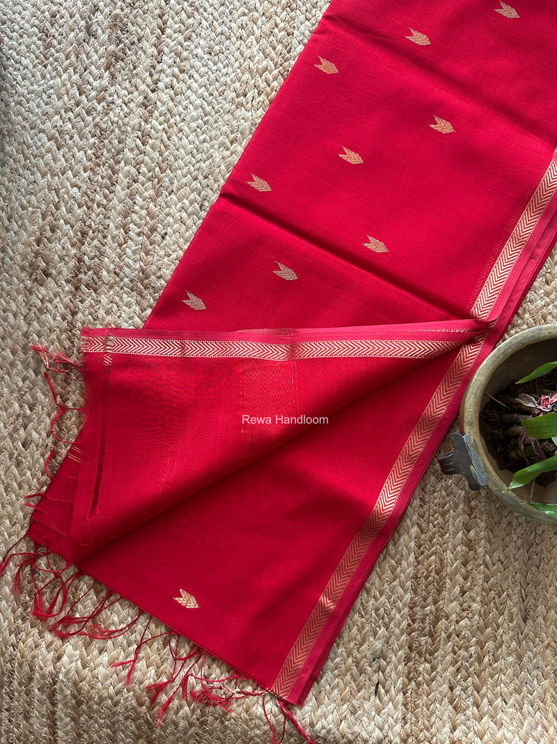 Red V Butti Maheshwari Saree VBS073