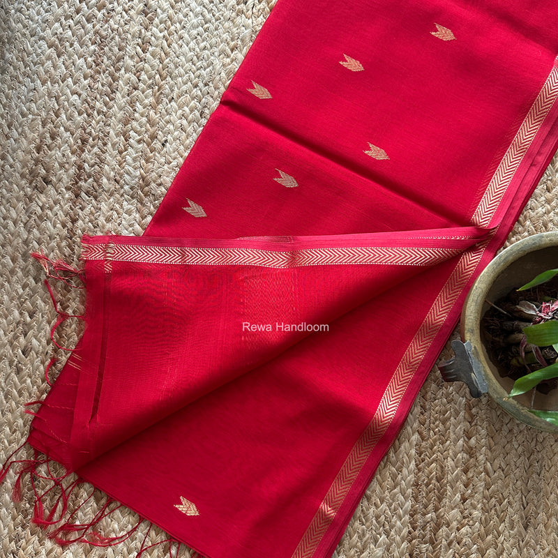 Red V Butti Maheshwari Saree VBS073