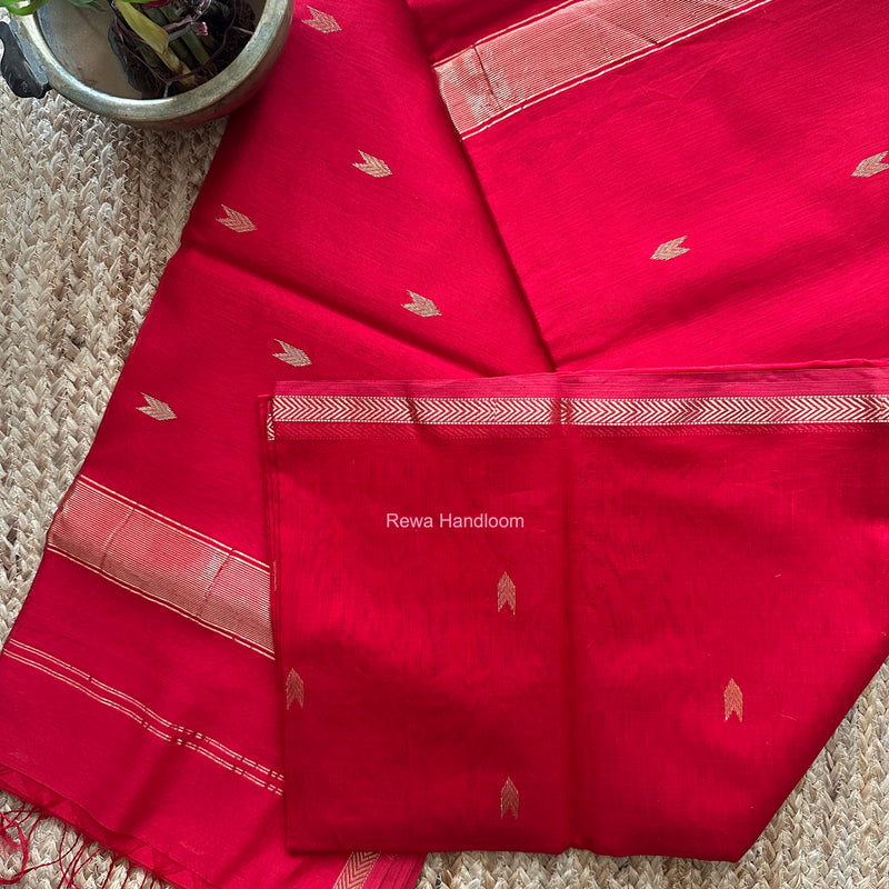 Red V Butti Maheshwari Saree VBS073