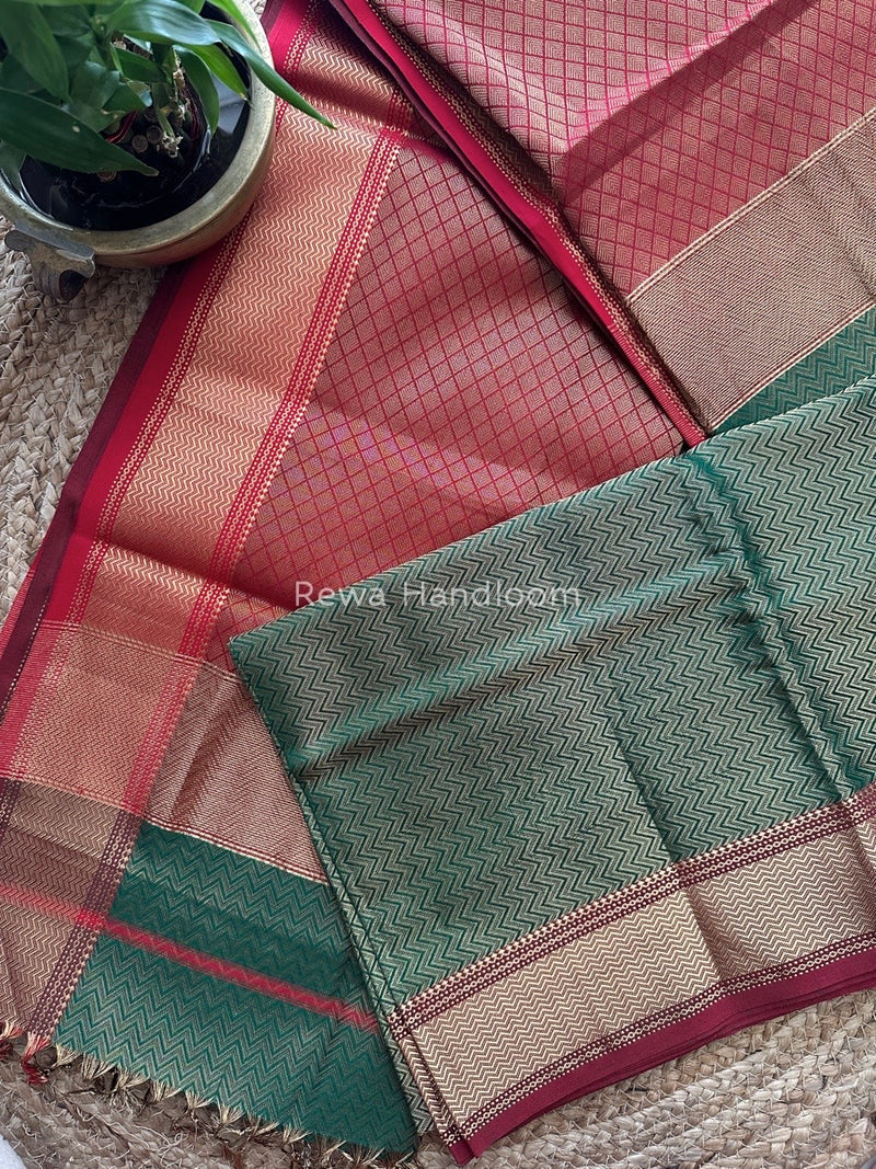 Maheshwari Green 4 Pedal Tissue Saree FBS015