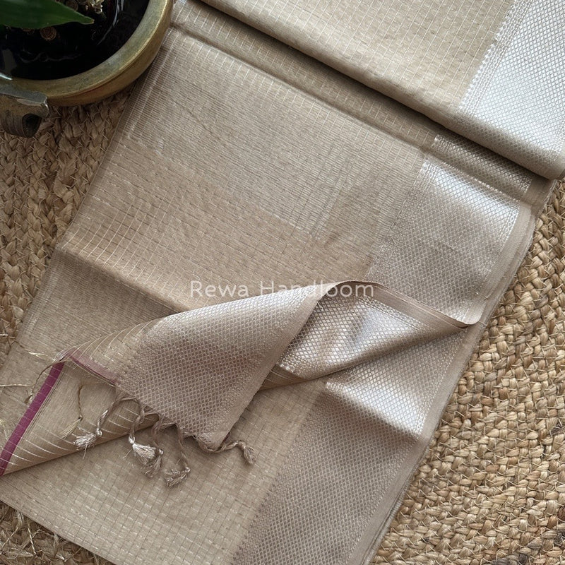 Maheshwari Silver Zari Checks Silk Saree