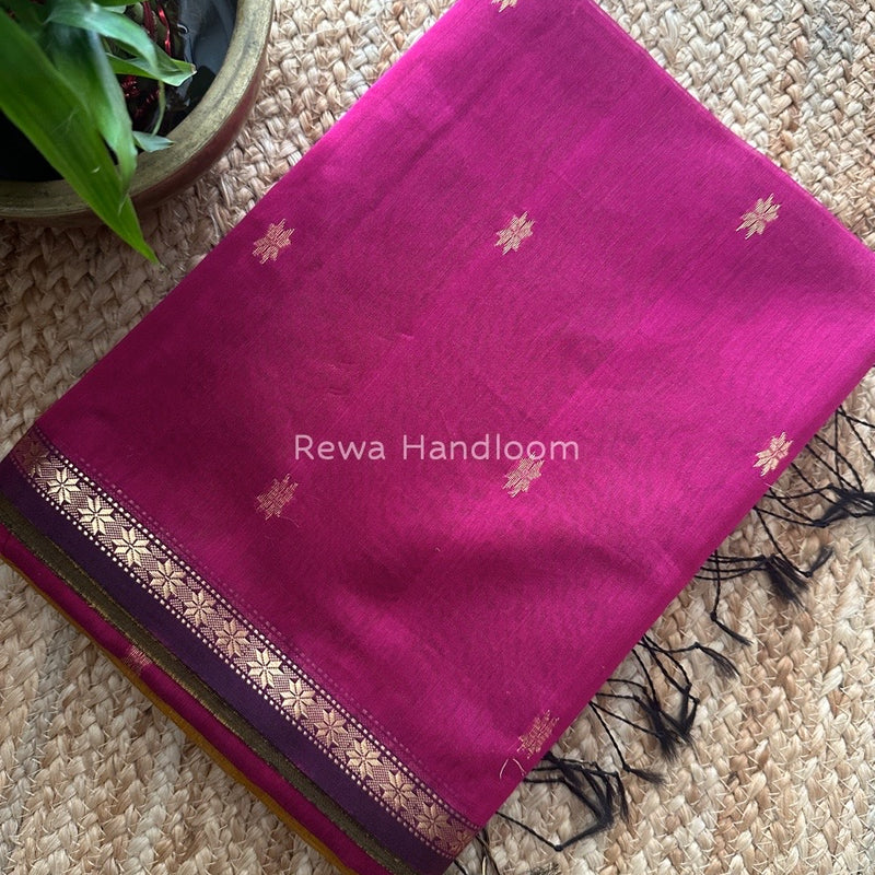 Yellow Zari Butti Maheshwari Saree SBS0062