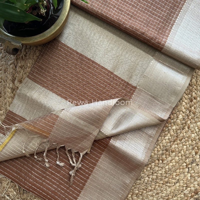 Maheshwari Silver Zari Checks Silk Saree