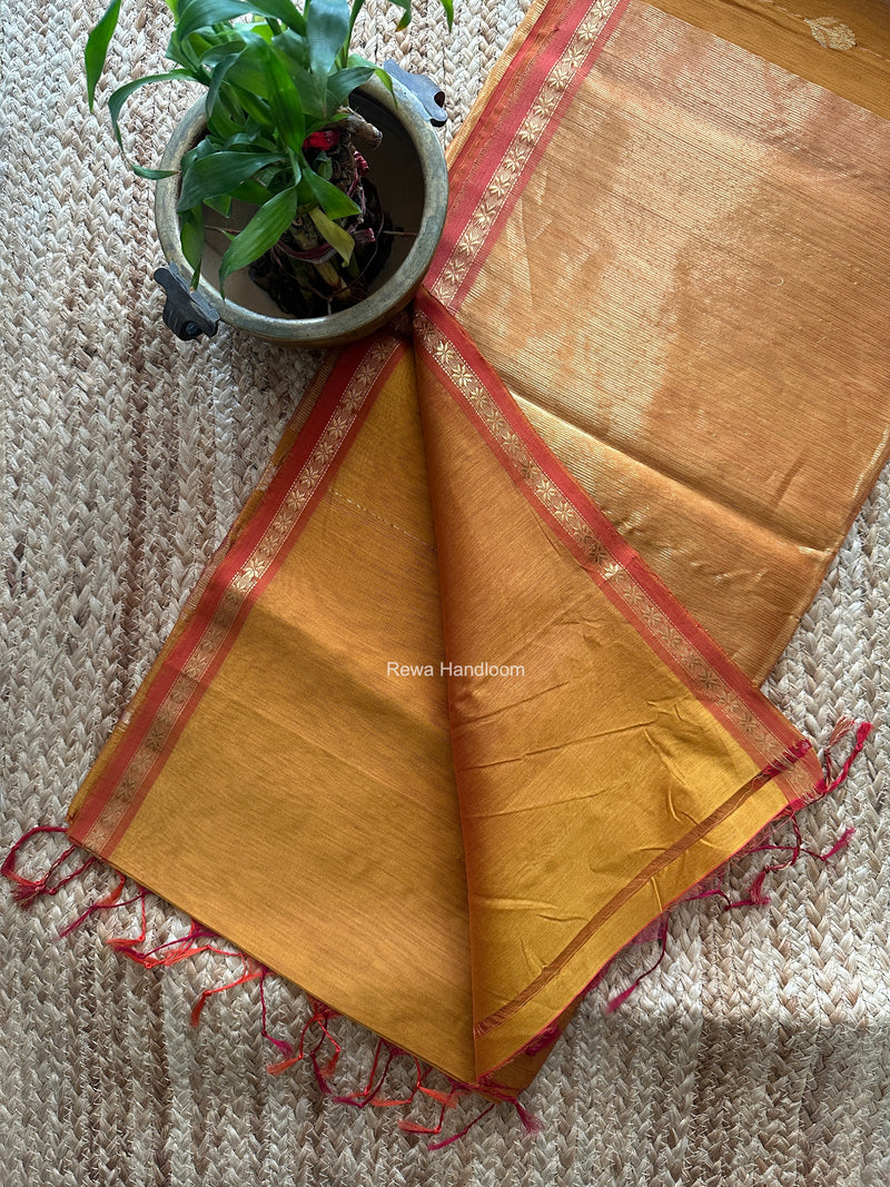 Maheshwari Mustard Yellow Shaded Lotus Butta Saree LMBS01