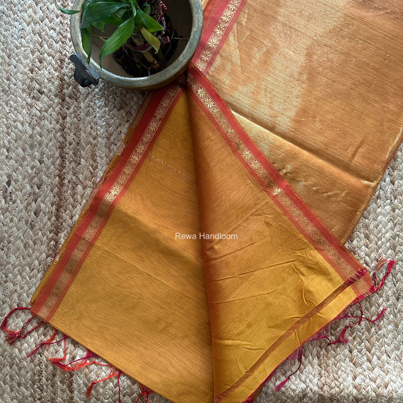 Maheshwari Mustard Yellow Shaded Lotus Butta Saree LMBS01