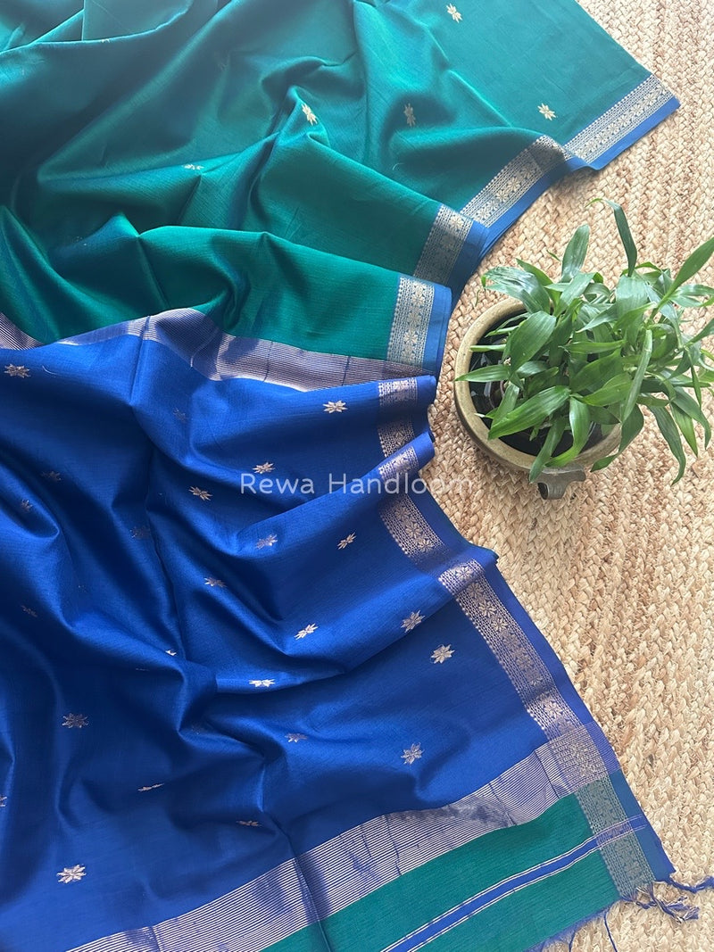 Green Zari Butti Maheshwari Saree SBS0063