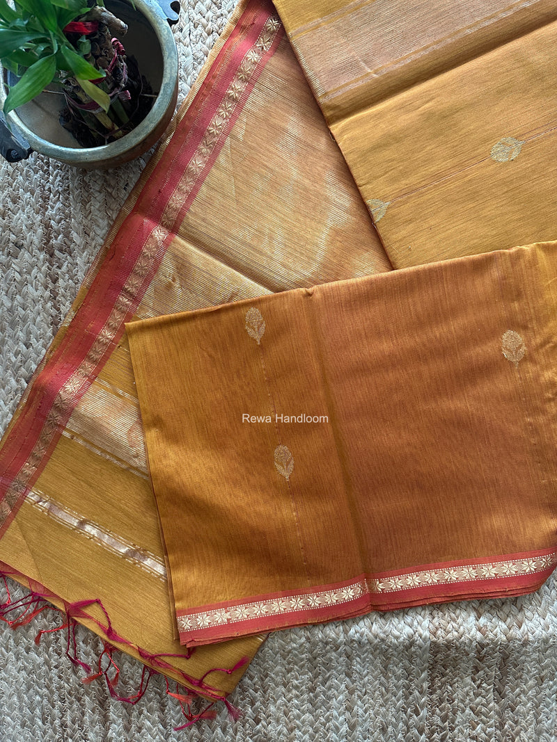 Maheshwari Mustard Yellow Shaded Lotus Butta Saree LMBS01