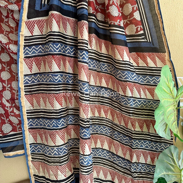 Red-White Chanderi Silk Printed Saree CPS026