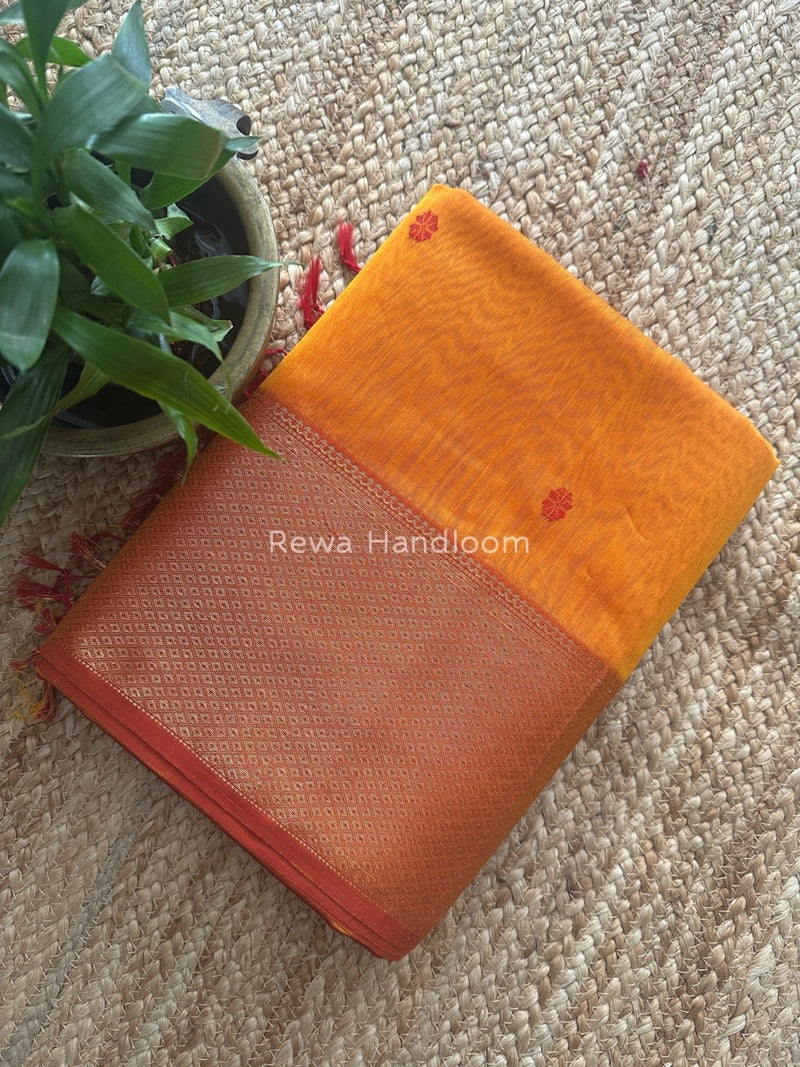 Maheshwari Golden Yellow Zari Skirt Butti Saree ZSB0125