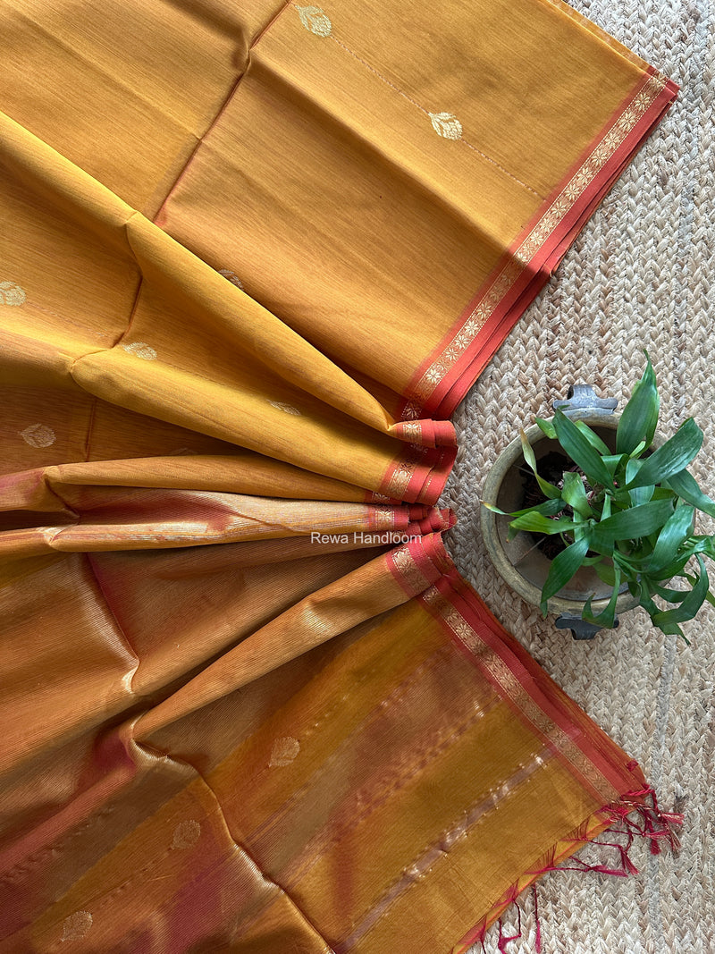 Maheshwari Mustard Yellow Shaded Lotus Butta Saree LMBS01