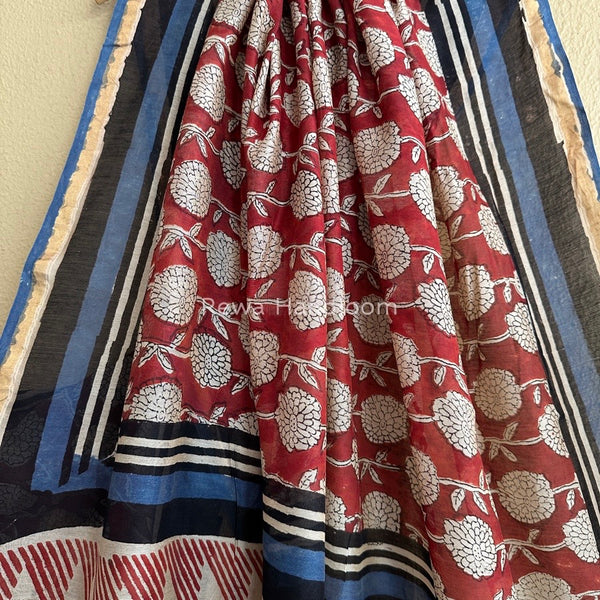 Red-White Chanderi Silk Printed Saree CPS026