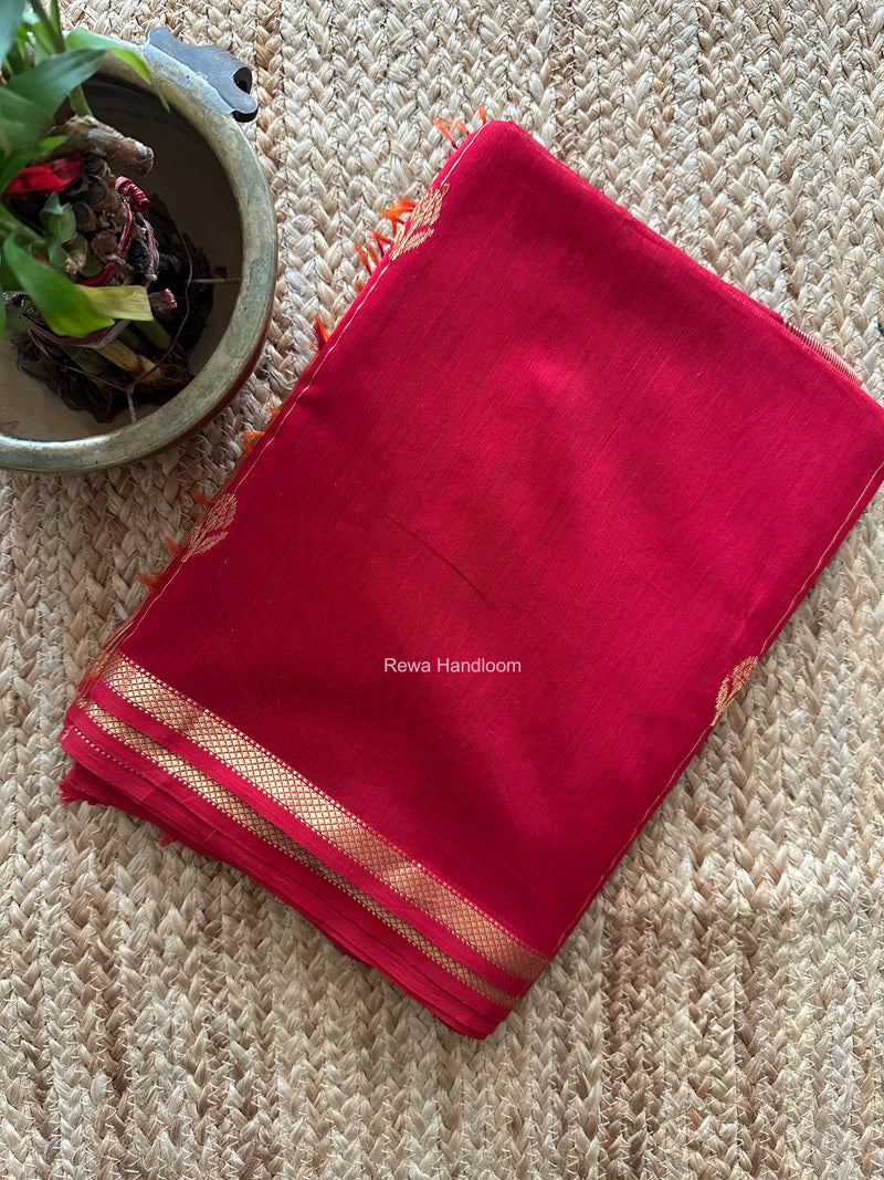 Maheshwari Red Shaded Lotus Butta Saree LMBS02