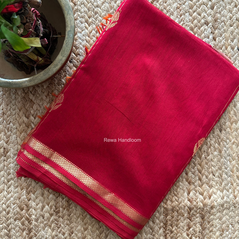 Maheshwari Red Shaded Lotus Butta Saree LMBS02