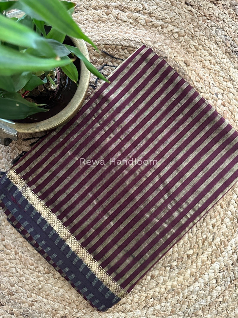 Maheshwari Wine Tissue Silk Saree TZLS011