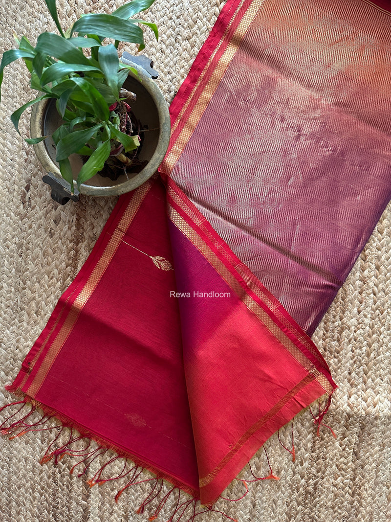 Maheshwari Red Shaded Lotus Butta Saree LMBS02