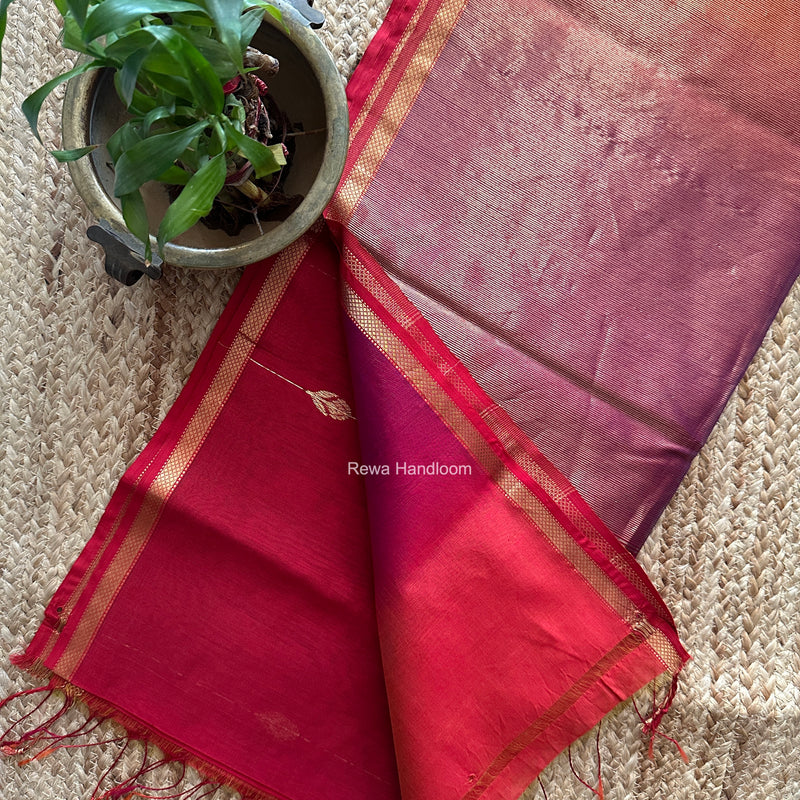 Maheshwari Red Shaded Lotus Butta Saree LMBS02