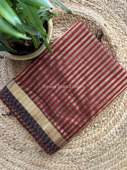 Maheshwari Maroon Tissue Silk Saree TZLS013