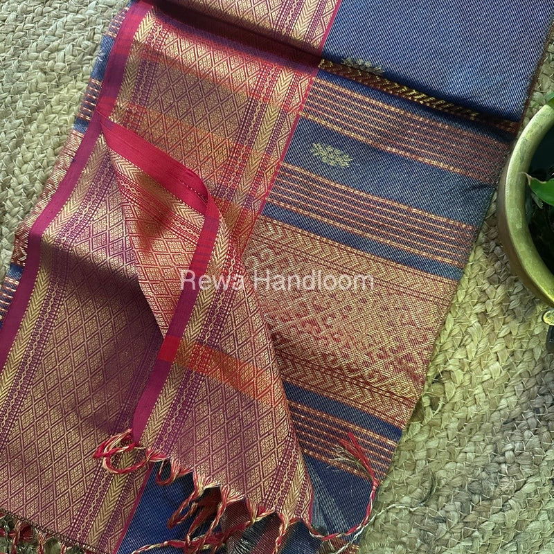 Maheshwari Violet Tissue Silk Saree-THP07