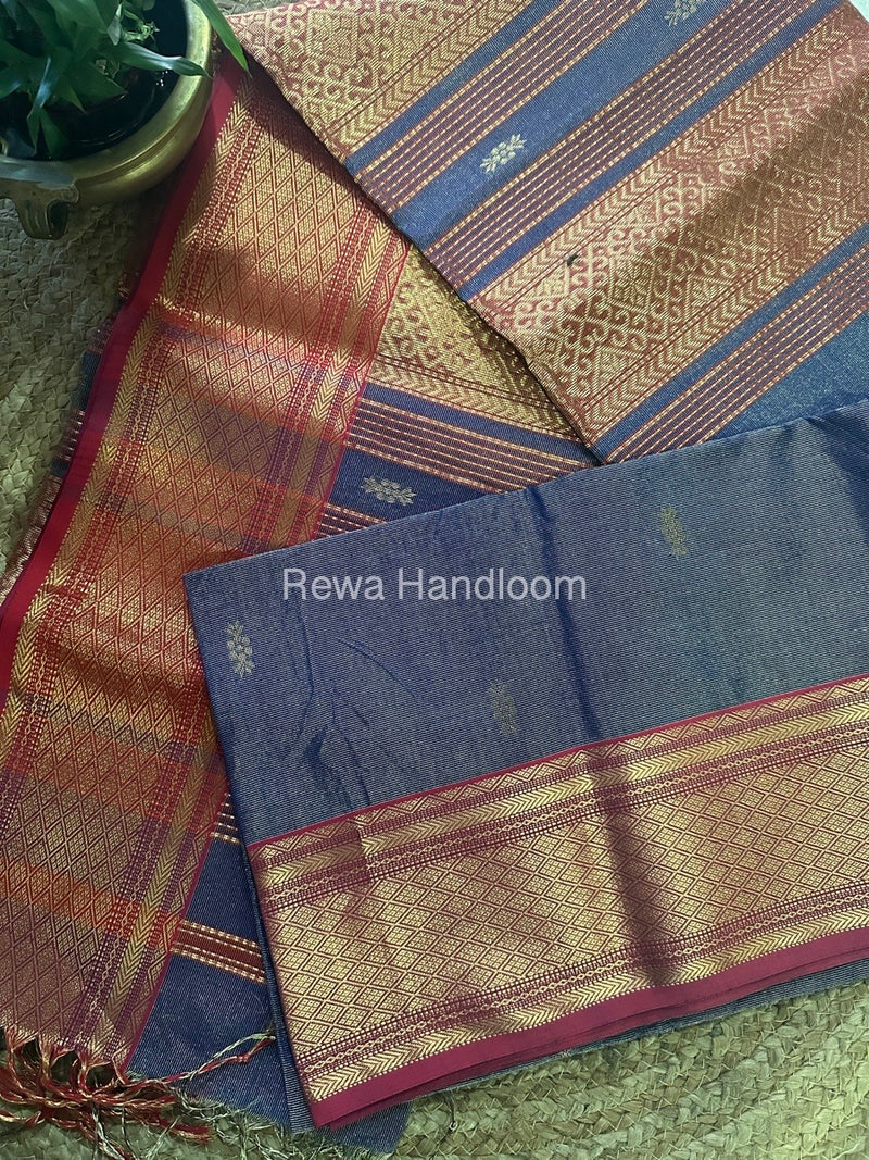 Maheshwari Violet Tissue Silk Saree-THP07