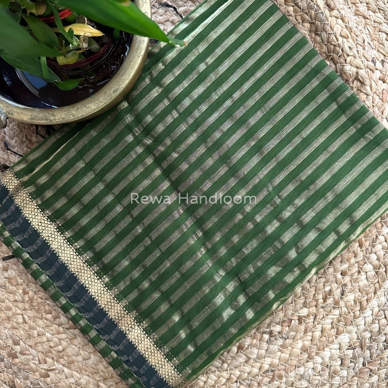 Maheshwari Mehendi Green Tissue Silk Saree TZLS012