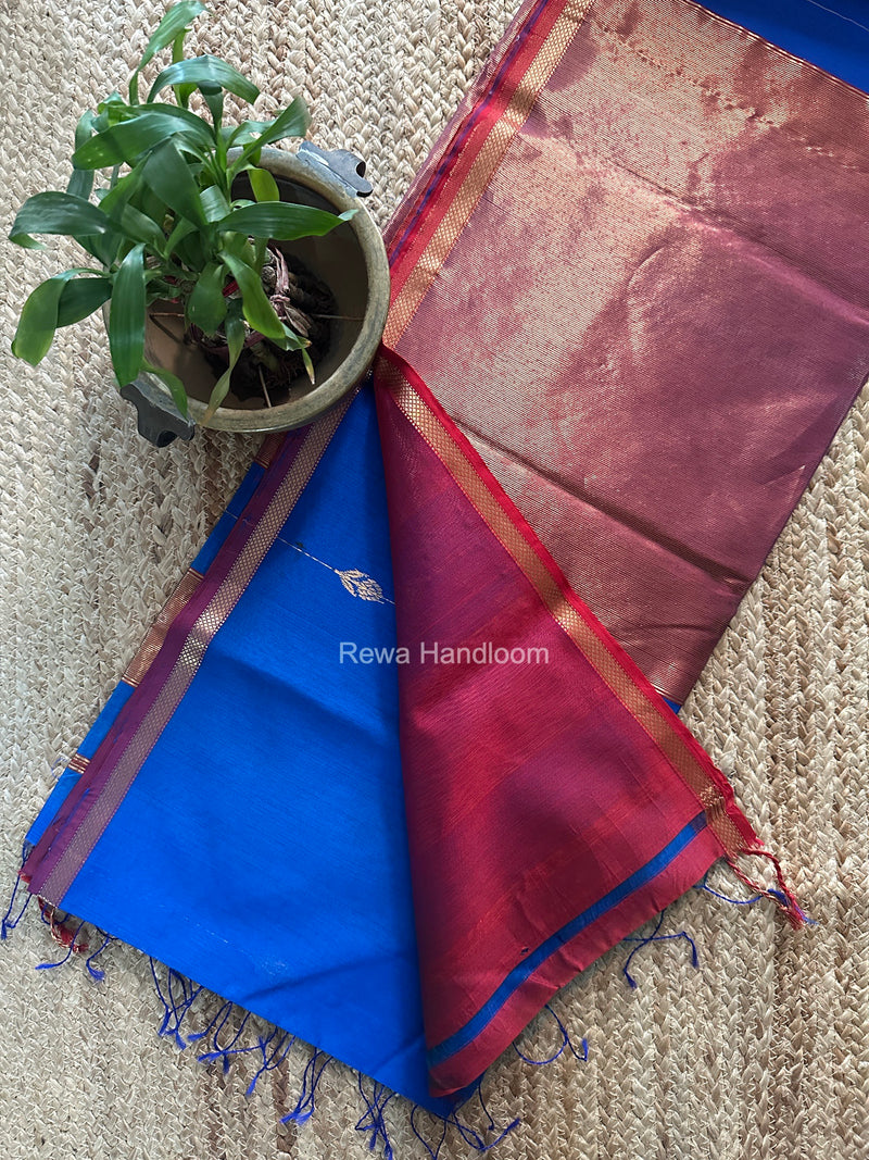 Maheshwari Blue Shaded Lotus Butta Saree LMBS03