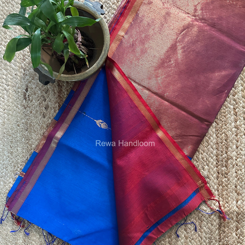 Maheshwari Blue Shaded Lotus Butta Saree LMBS03