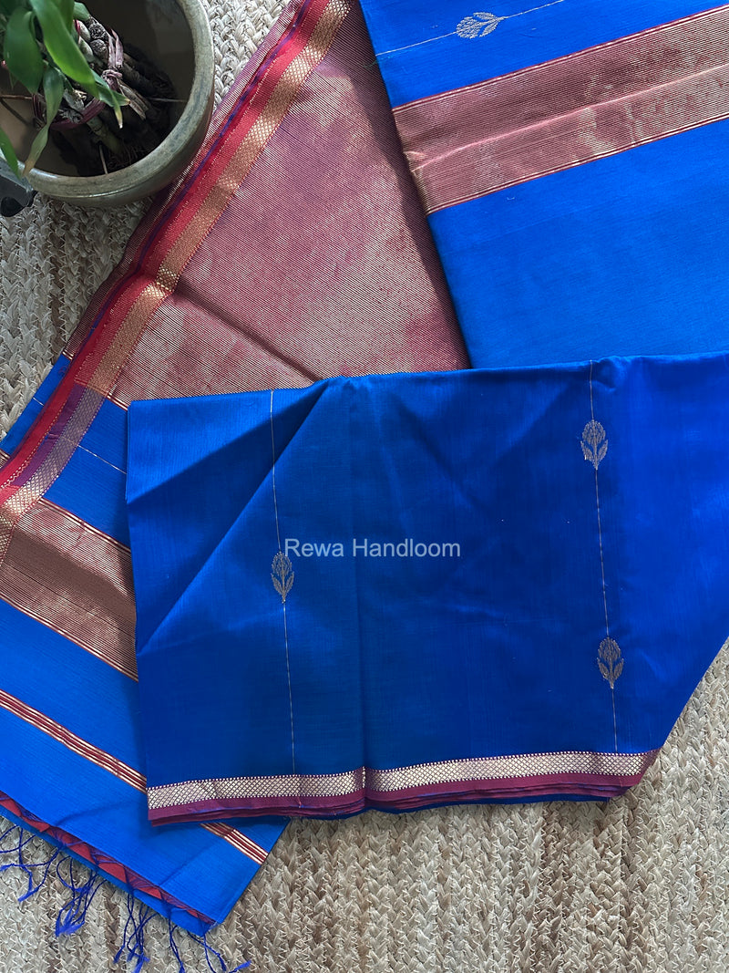 Maheshwari Blue Shaded Lotus Butta Saree LMBS03