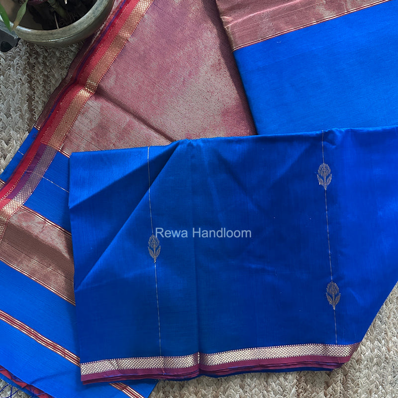 Maheshwari Blue Shaded Lotus Butta Saree LMBS03