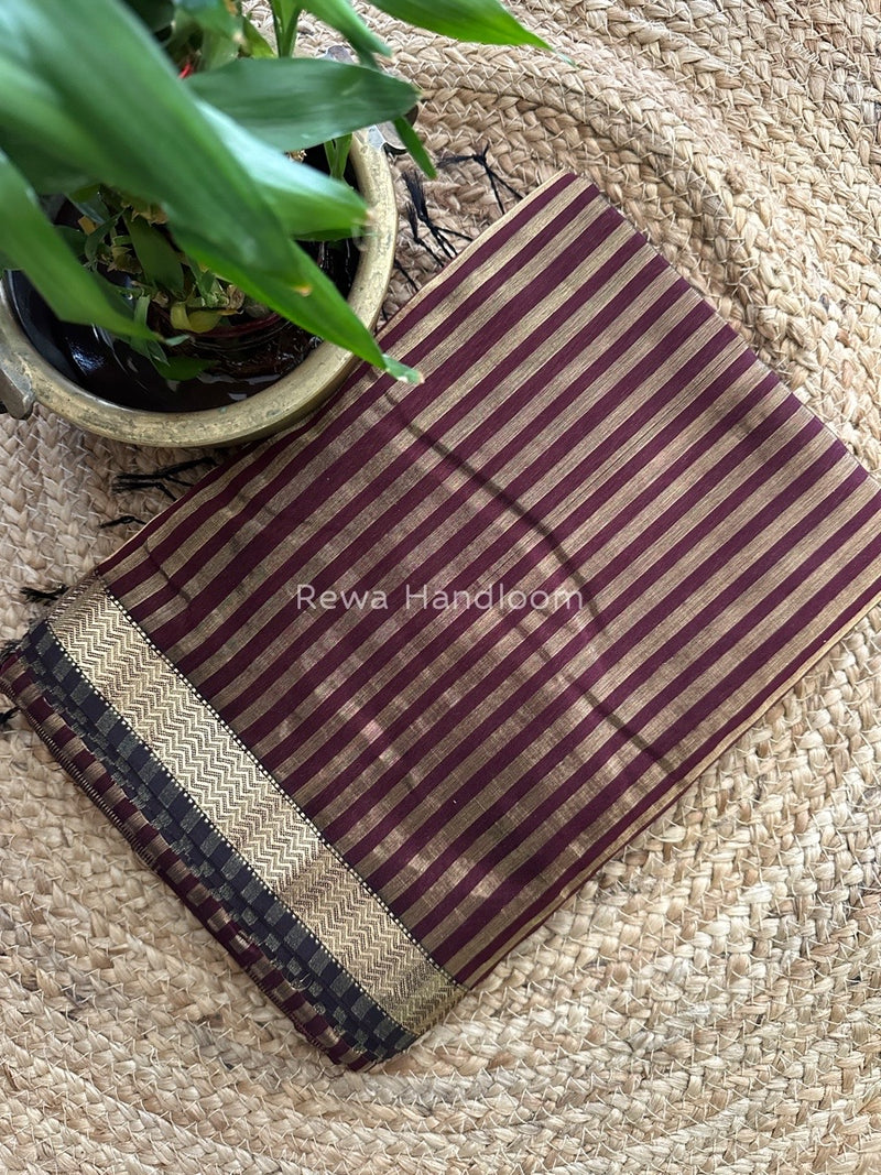 Maheshwari Wine Tissue Silk Saree TZLS09