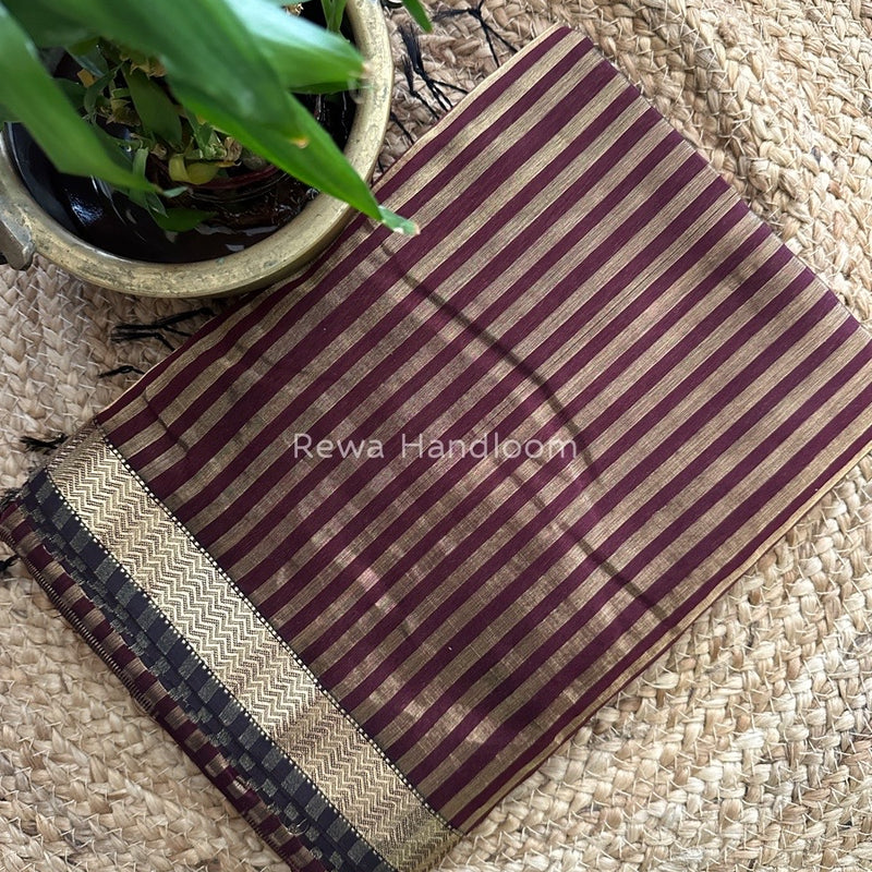 Maheshwari Wine Tissue Silk Saree TZLS09