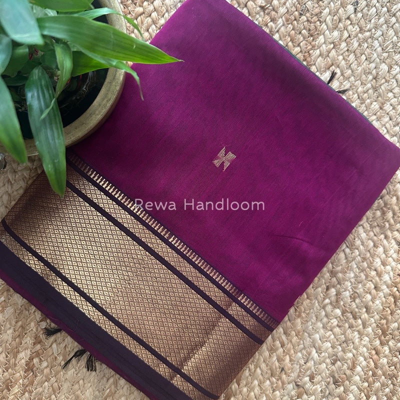 Maheshwari Dark Purple Zari Butti Saree SW057