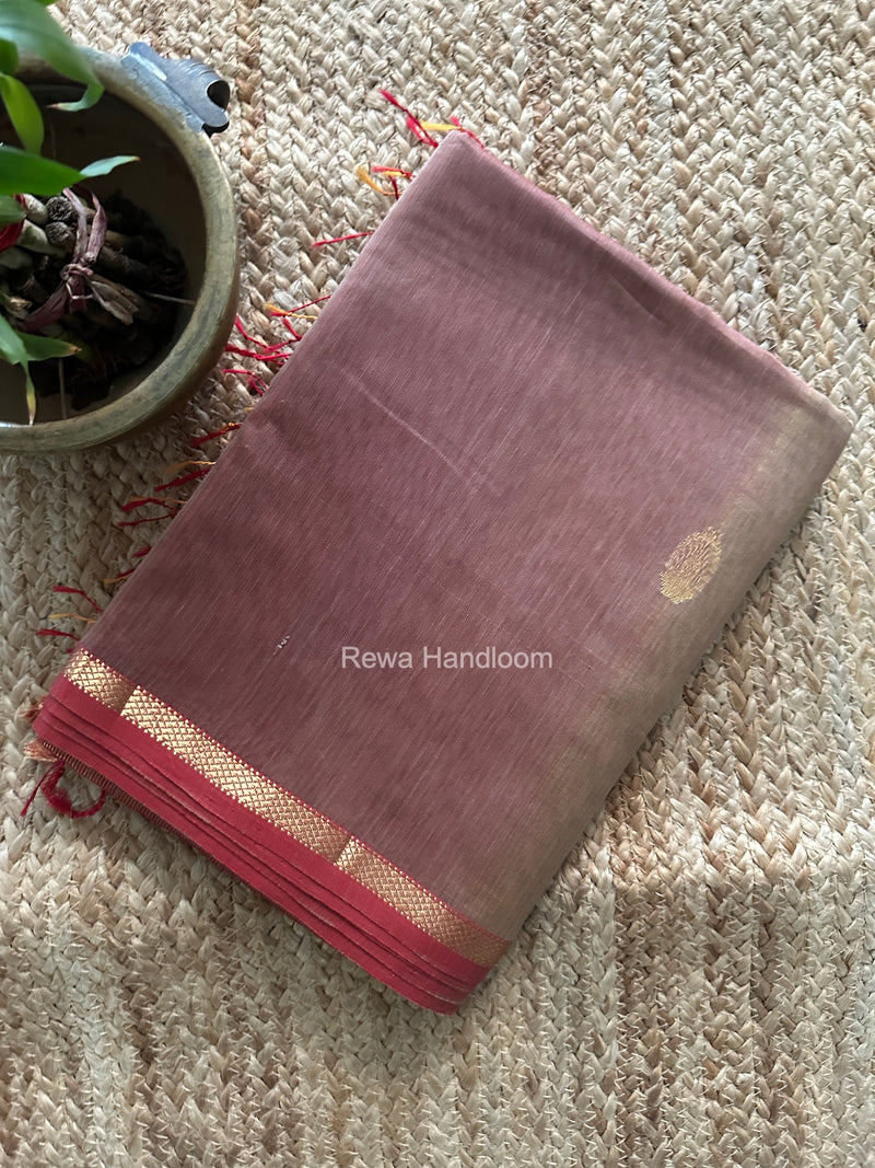 Maheshwari Beige Shaded Gajalakshmi Diya Butta Saree GKDB09