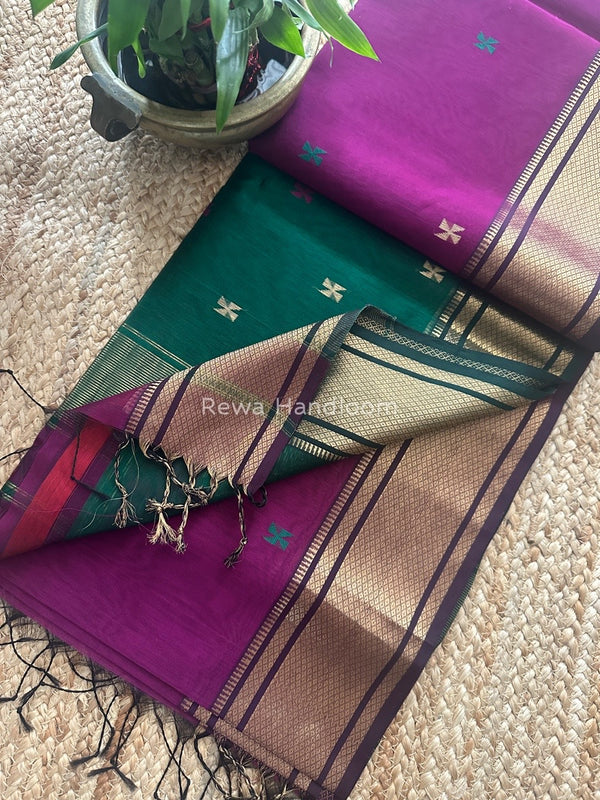 Maheshwari Swastika Butti Saree