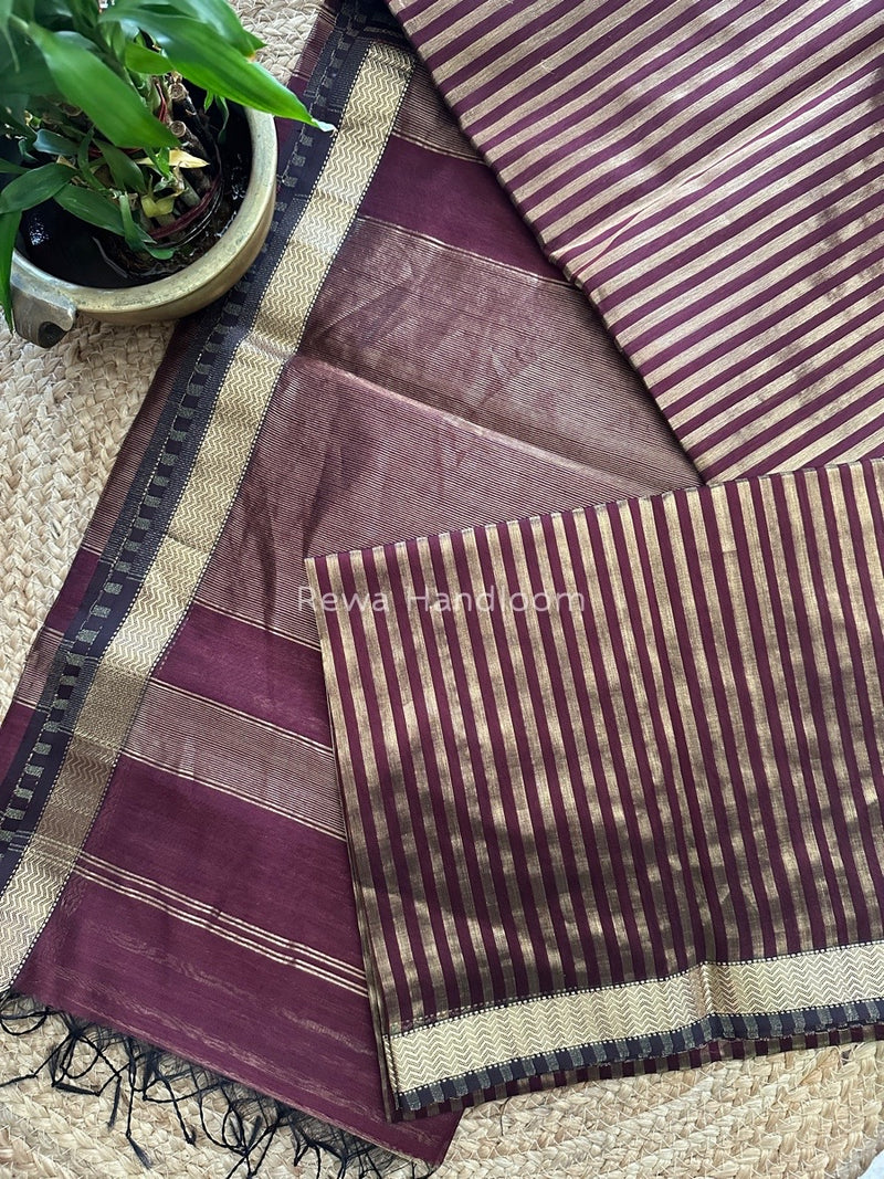 Maheshwari Wine Tissue Silk Saree TZLS09