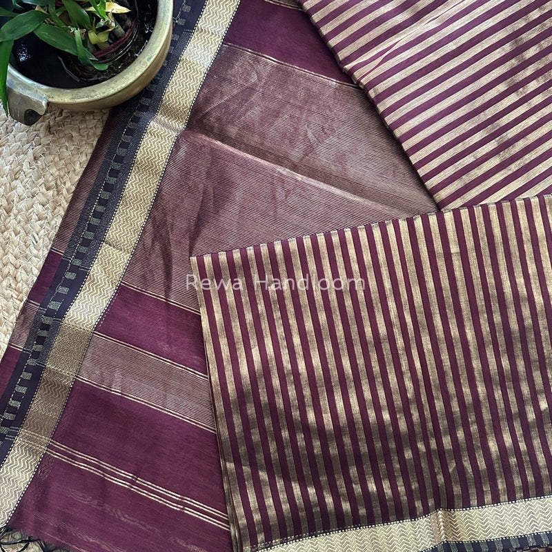 Maheshwari Wine Tissue Silk Saree TZLS09