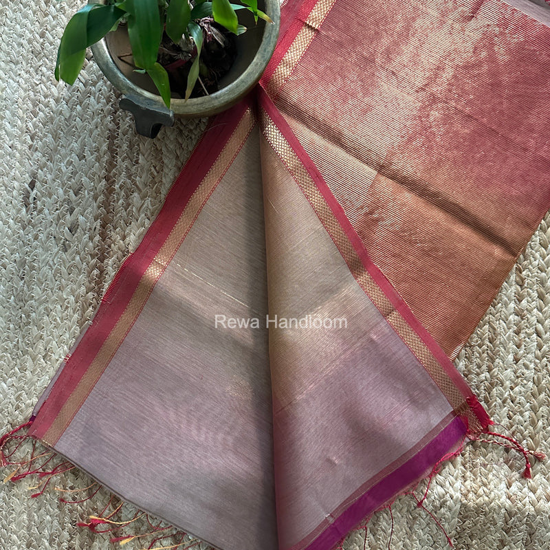 Maheshwari Beige Shaded Gajalakshmi Diya Butta Saree GKDB09
