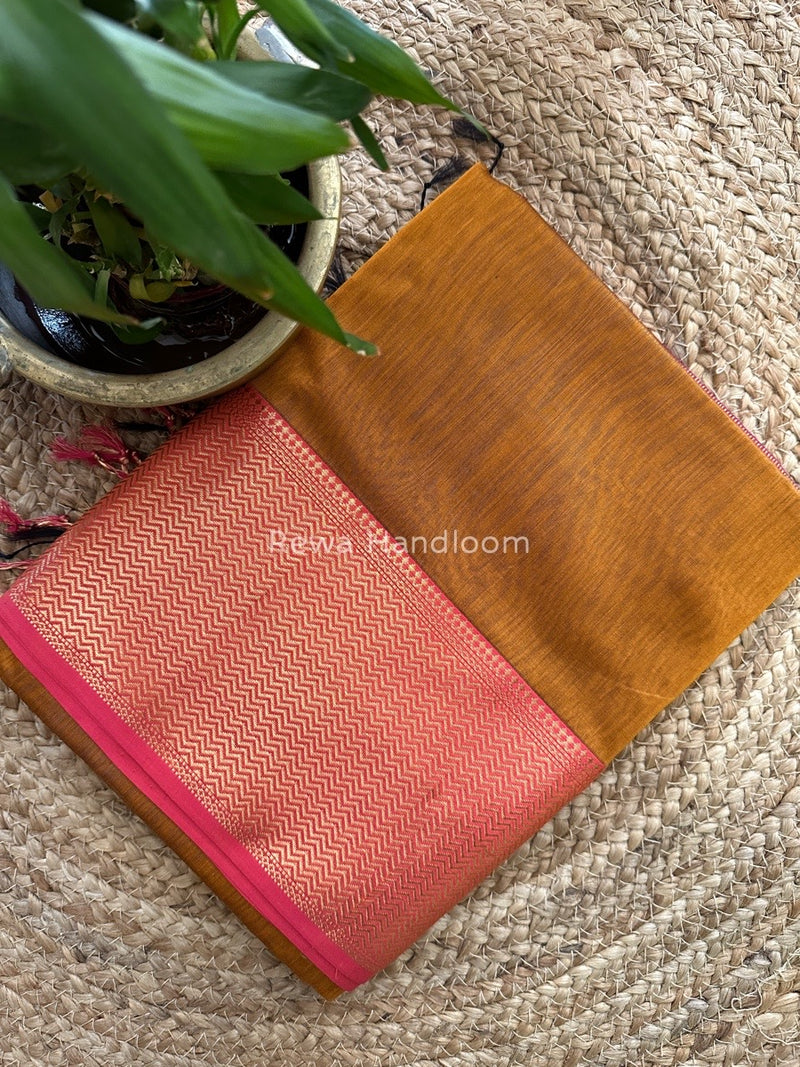 Maheshwari Mustard Zari Skirt Saree ZS061
