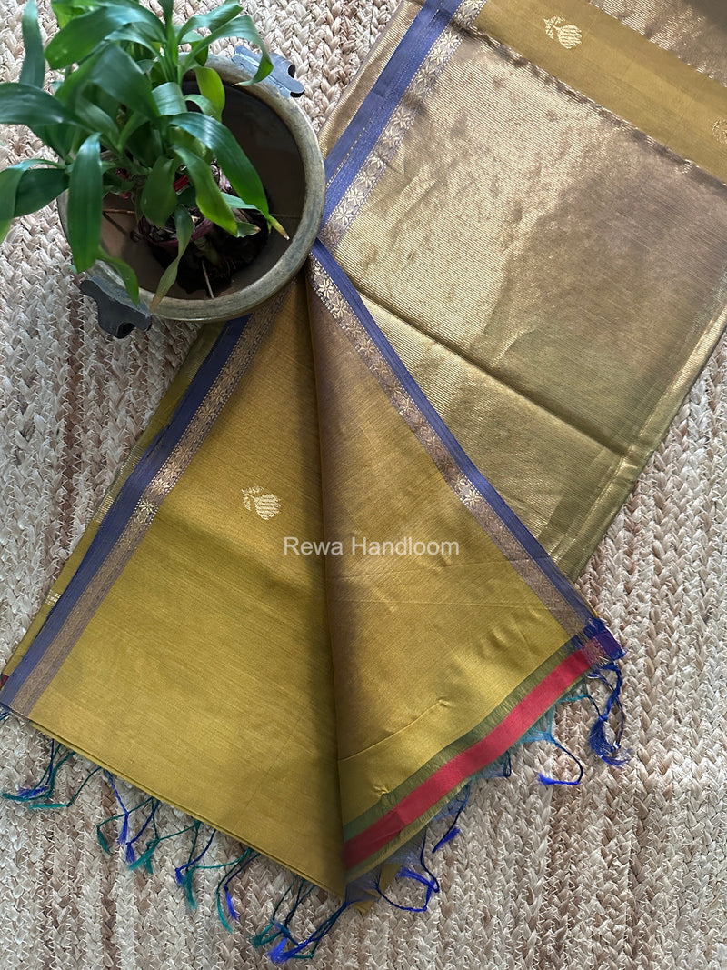 Maheshwari Mustard Yellow Shaded Lotus Butta Saree LMBS05