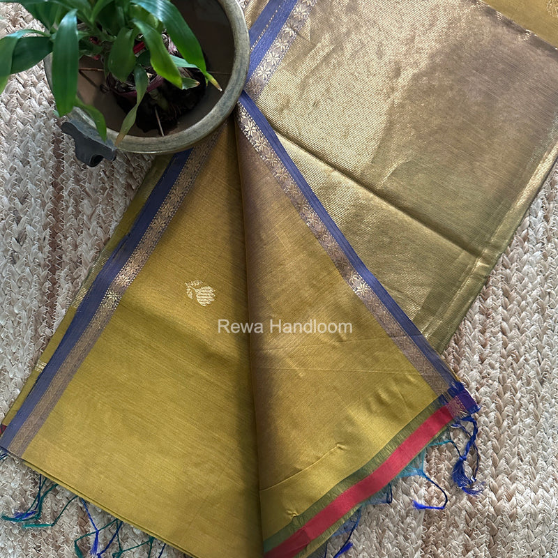 Maheshwari Mustard Yellow Shaded Lotus Butta Saree LMBS05